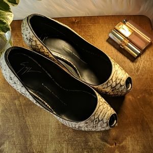 Giuseppe Zanotti snakeskin platform heels.